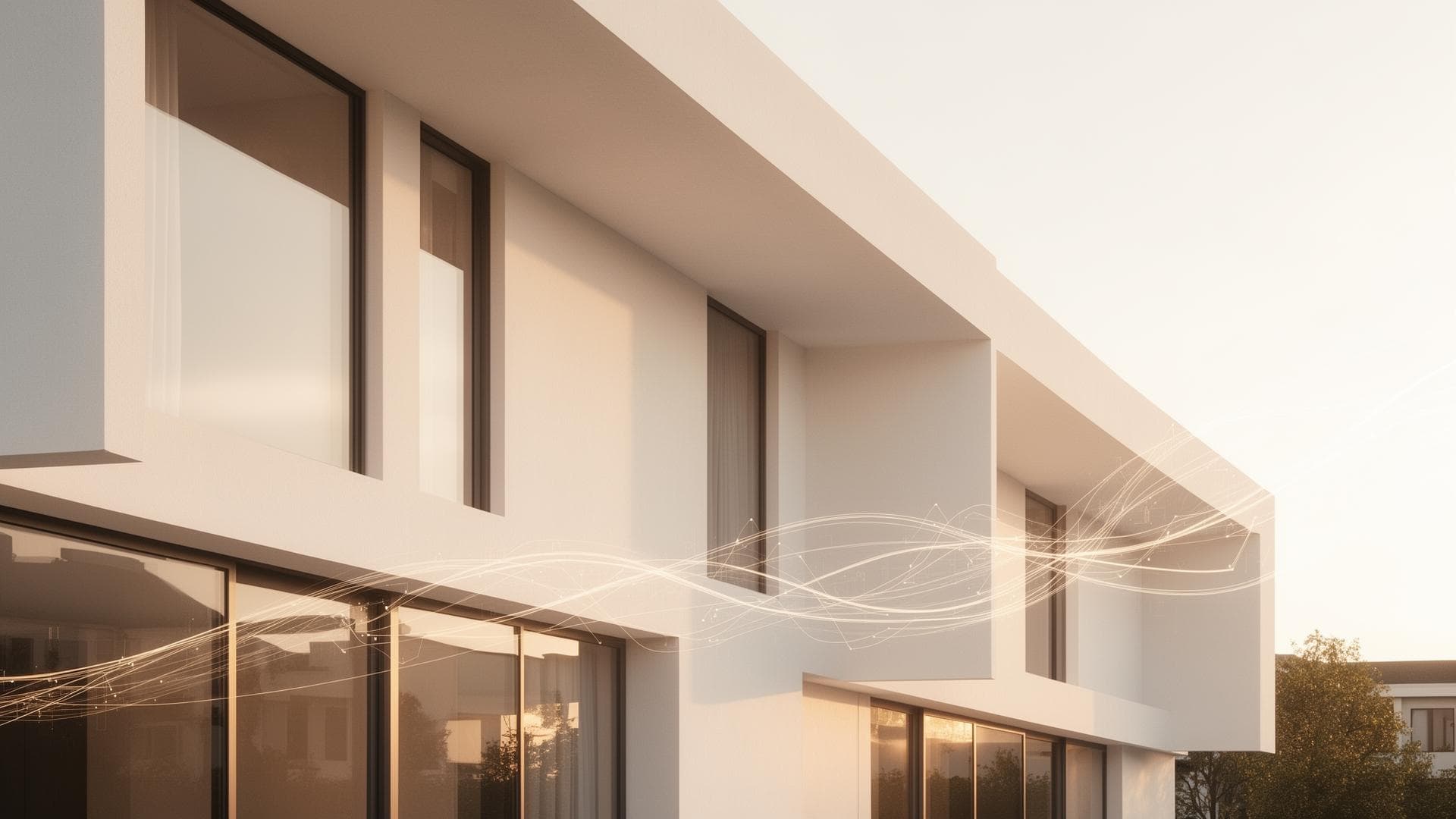 Arquitectura residencial moderna con elementos tecnológicos sutiles