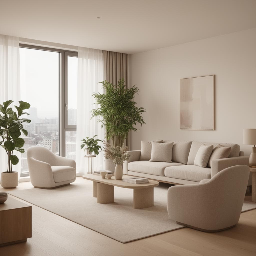 Interior moderno y elegante de Reedy Living con plantas naturales